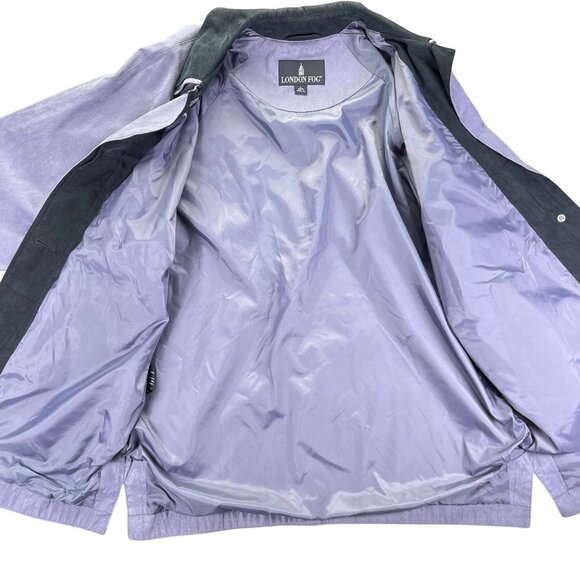 London Fog Mens Lavender & Black Collar Jacket L Nylon & Polyester - Picture 5 of 9